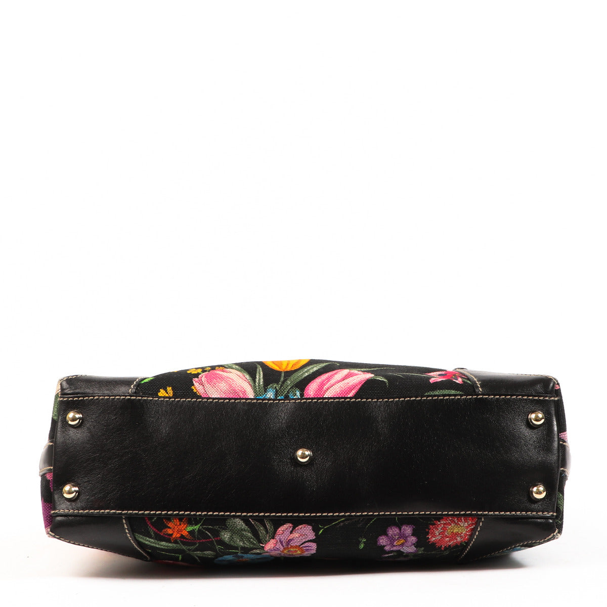 Sac Gucci en toile noire à imprimé floral