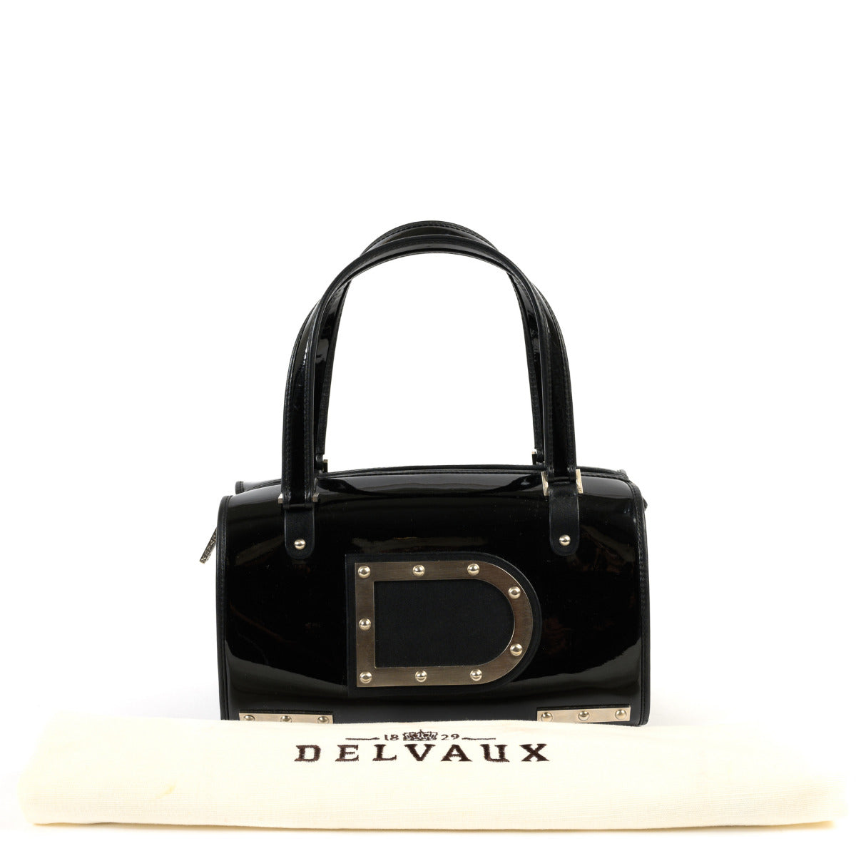 Sac à main Delvaux Astrid en cuir verni noir