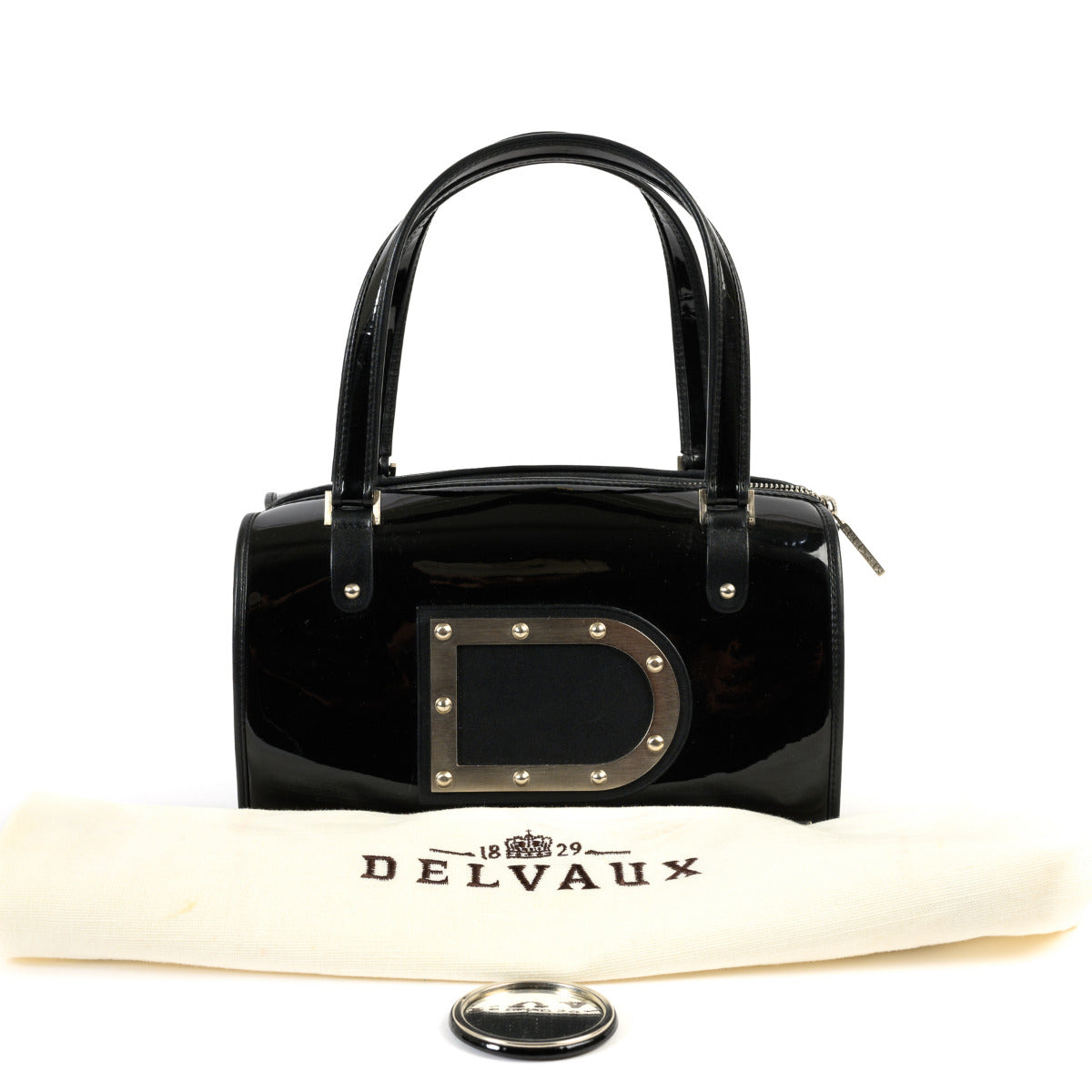 Sac à main Delvaux Astrid en cuir verni noir