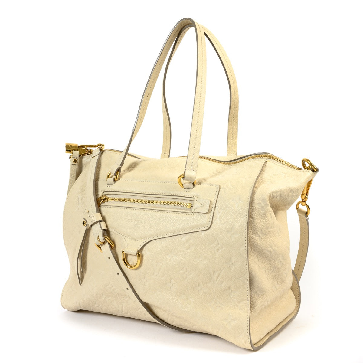 Shop safe online at Labellov in Antwerp this 100% authentic second hand Louis Vuitton White Monogram Empreinte Leather Lumineuse Bag