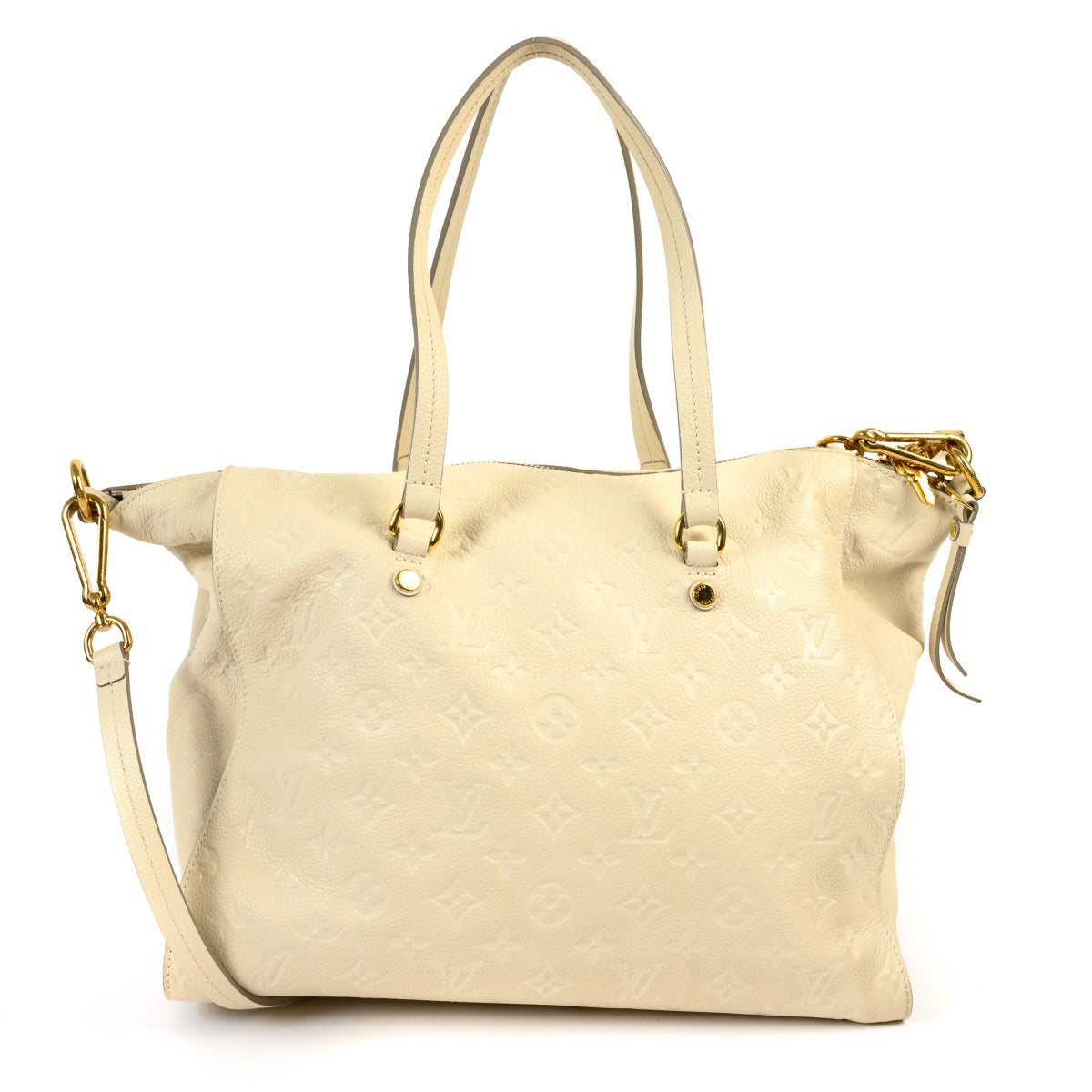 Shop safe online at Labellov in Antwerp this 100% authentic second hand Louis Vuitton White Monogram Empreinte Leather Lumineuse Bag