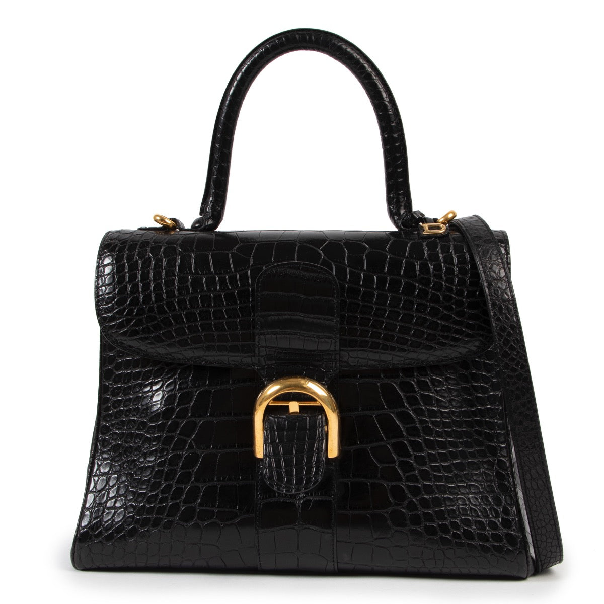 Delvaux Black MATTE Croco MM Brillant + Strap