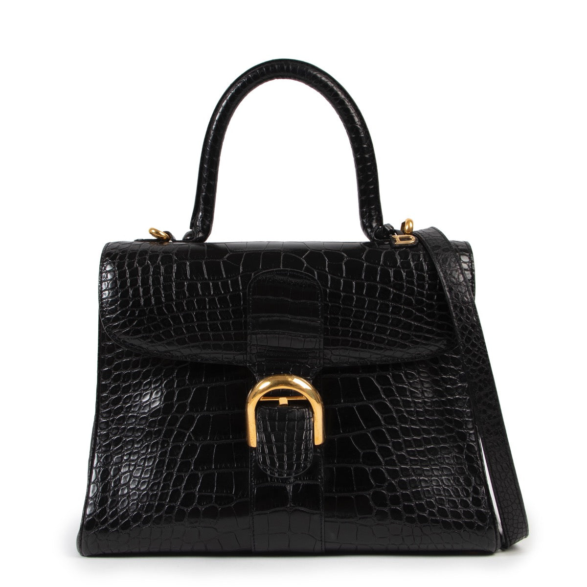 skip the waiting list shop safe online Delvaux Black MATTE Croco MM Brillant + Strap