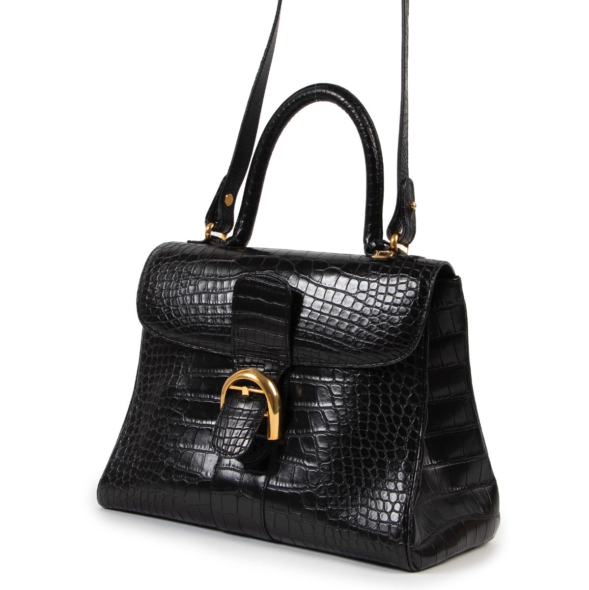 shop safe online Delvaux Black MATTE Croco MM Brillant + Strap