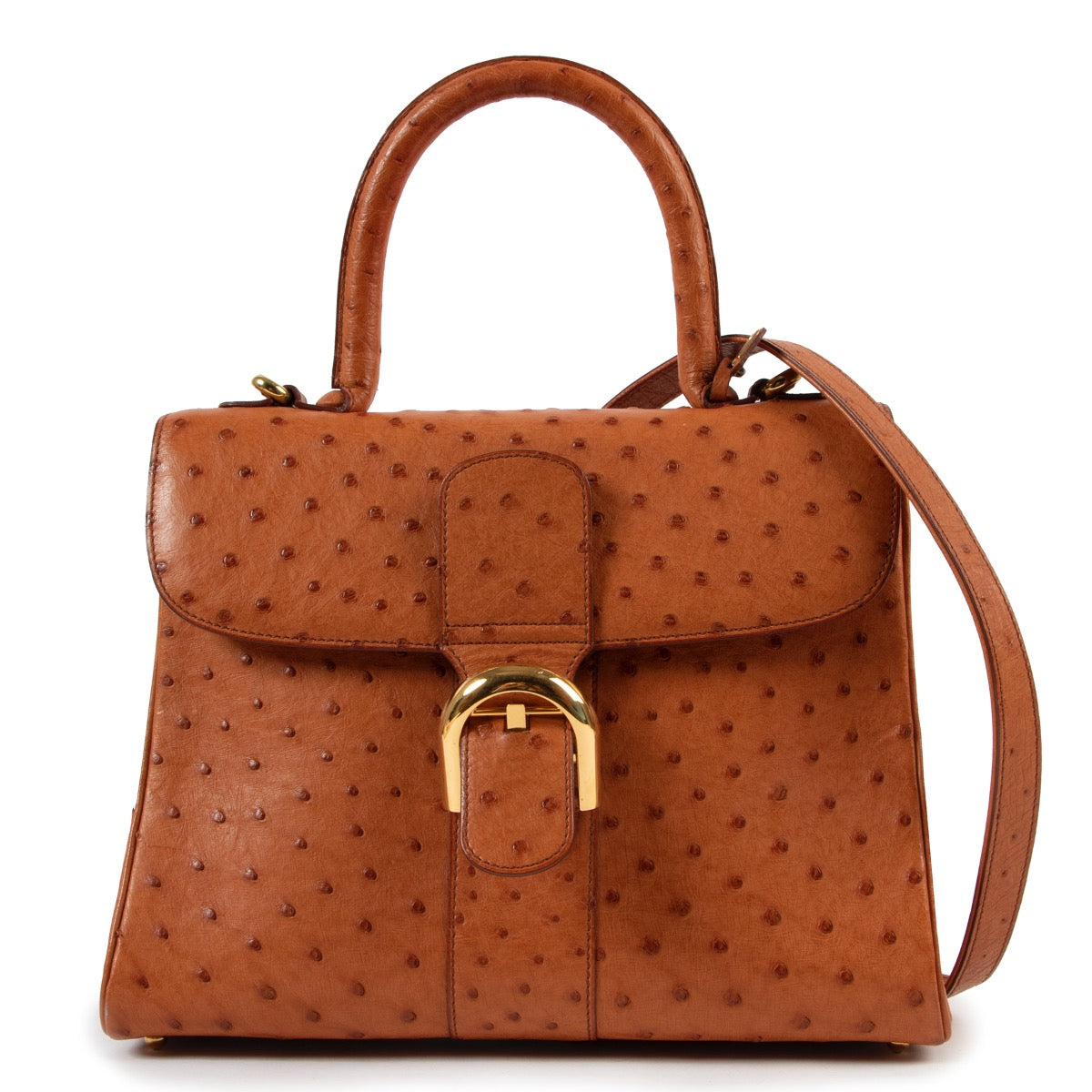 Delvaux Brillant MM Brandy Ostrich Leather