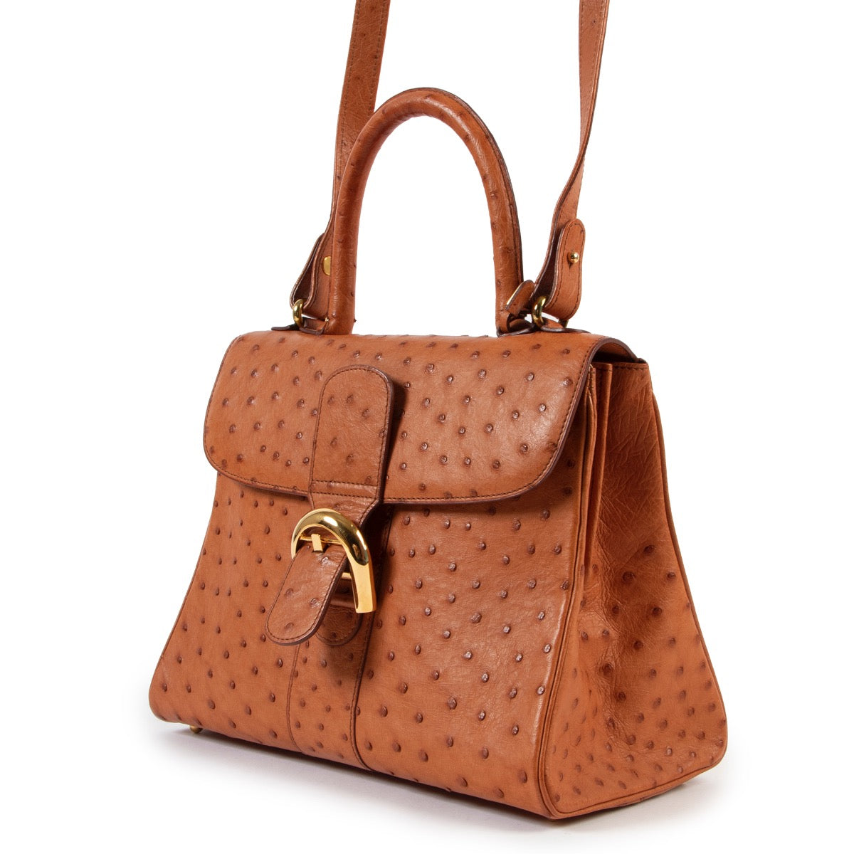 shop online your secondhand Delvaux Cognac Ostrich MM Brillant + Strap