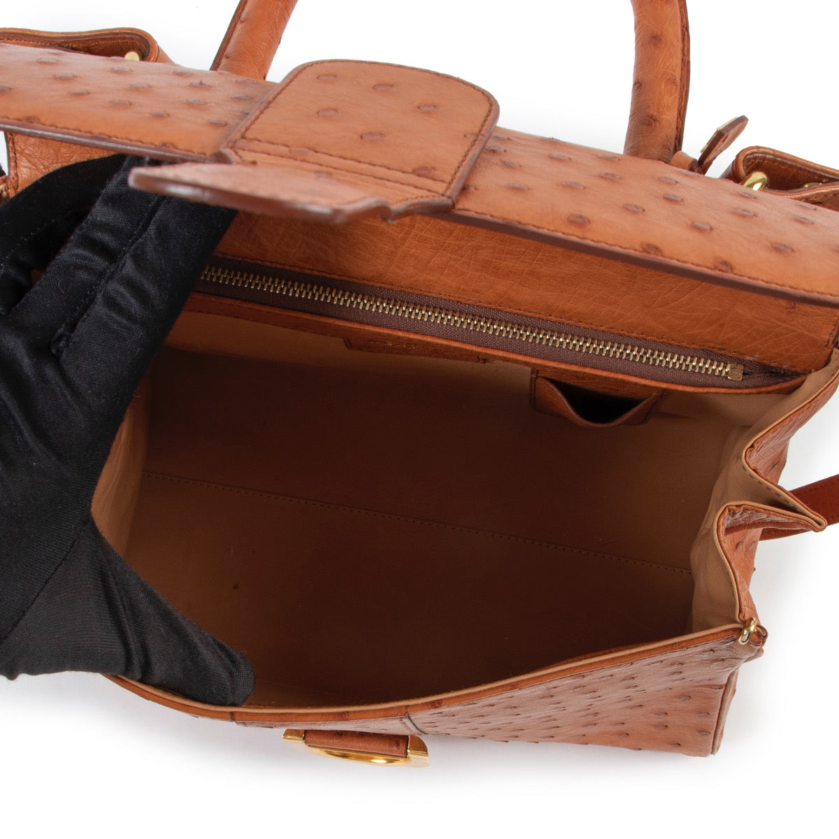 Shop authentic second hand luxury fashion designer delvaux brillant ostrich handbag at labellov
