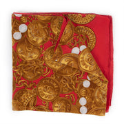 Chanel Gold Medallion Red XL Silk Scarf