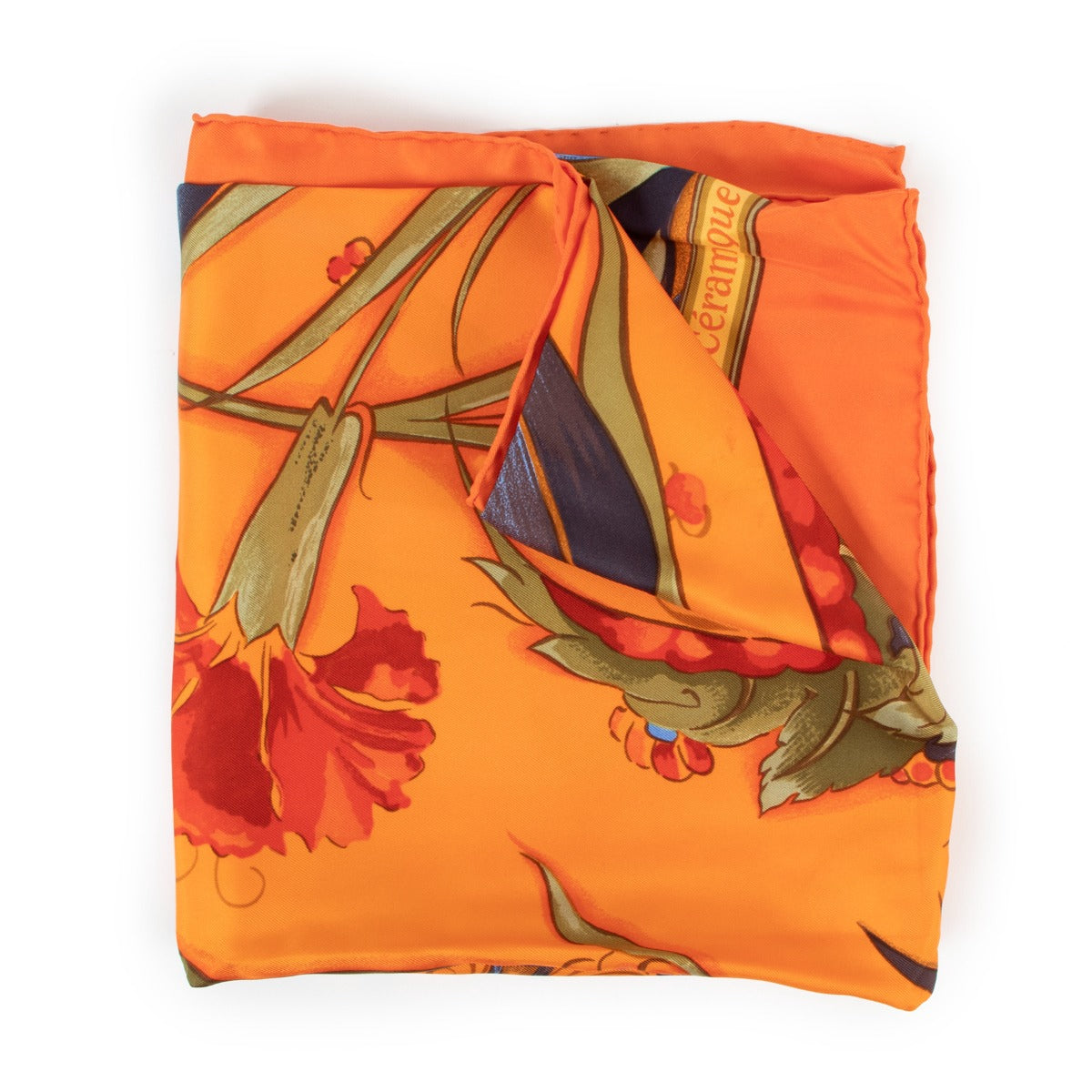 Hermès Céramique Ottomane Carré 90 Silk Orange Scarf