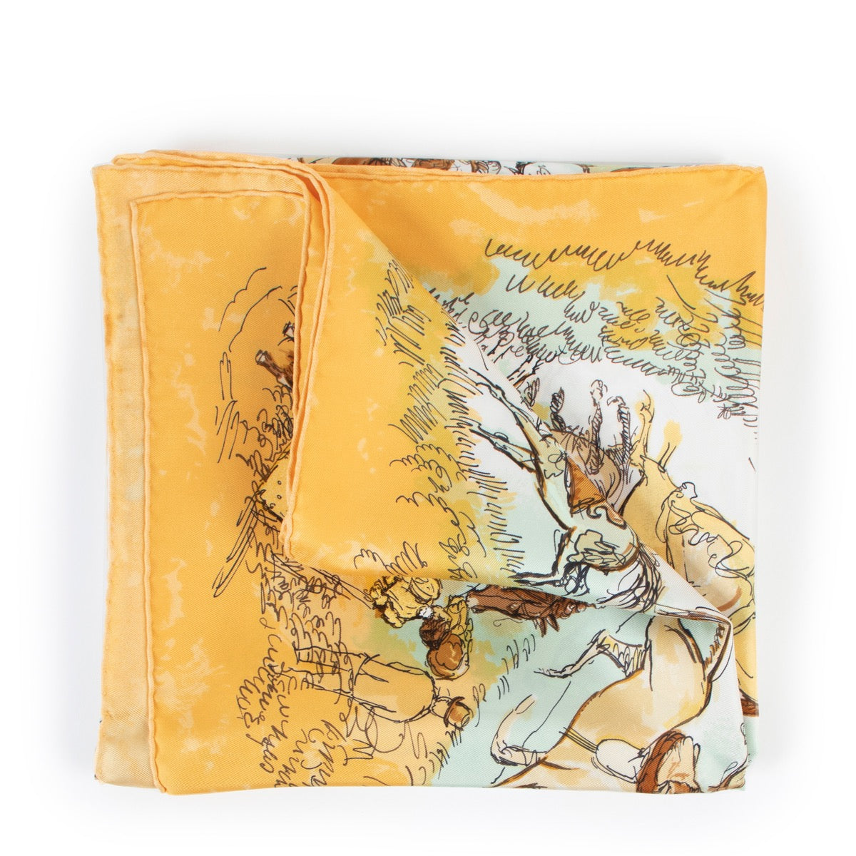 Buy an authentic second hand Hermès Les Amazones Carré 90 Silk Scarf in very good condition at Labellov