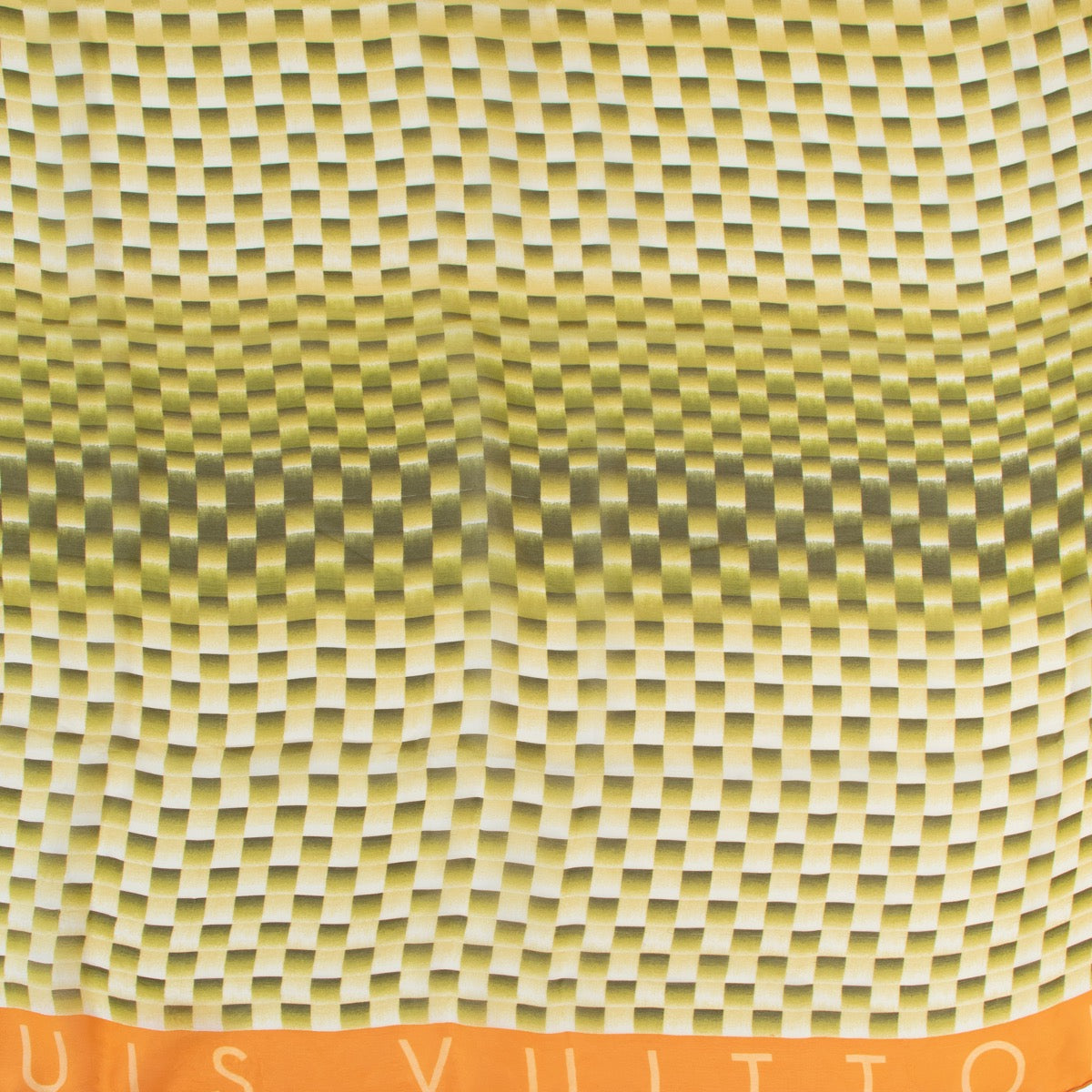 Louis Vuitton groene/oranje Damier zijden vierkante sjaal