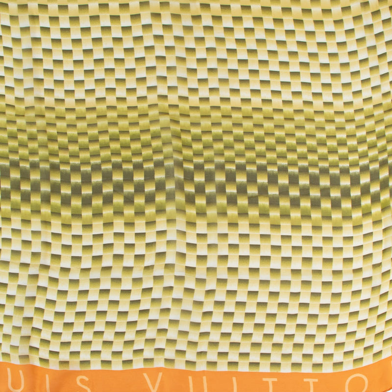 Louis Vuitton groene/oranje Damier zijden vierkante sjaal