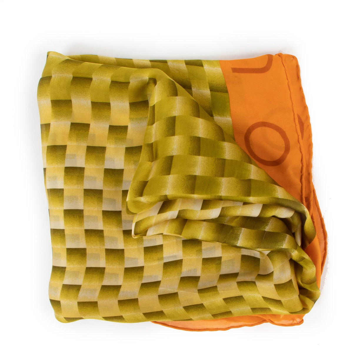 Louis Vuitton groene/oranje Damier zijden vierkante sjaal