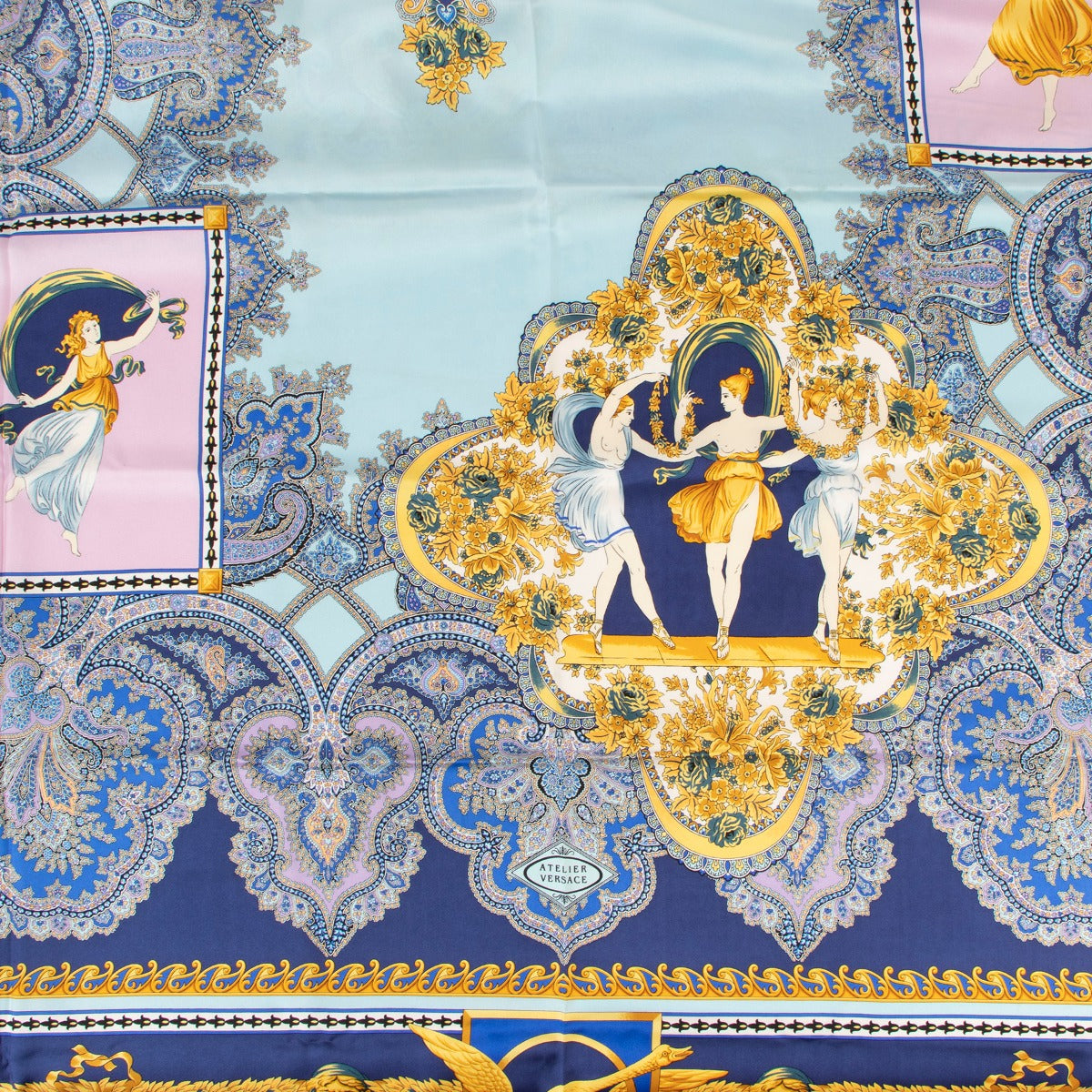 Gianni Versace Vintage Canova Large Square Silk Scarf