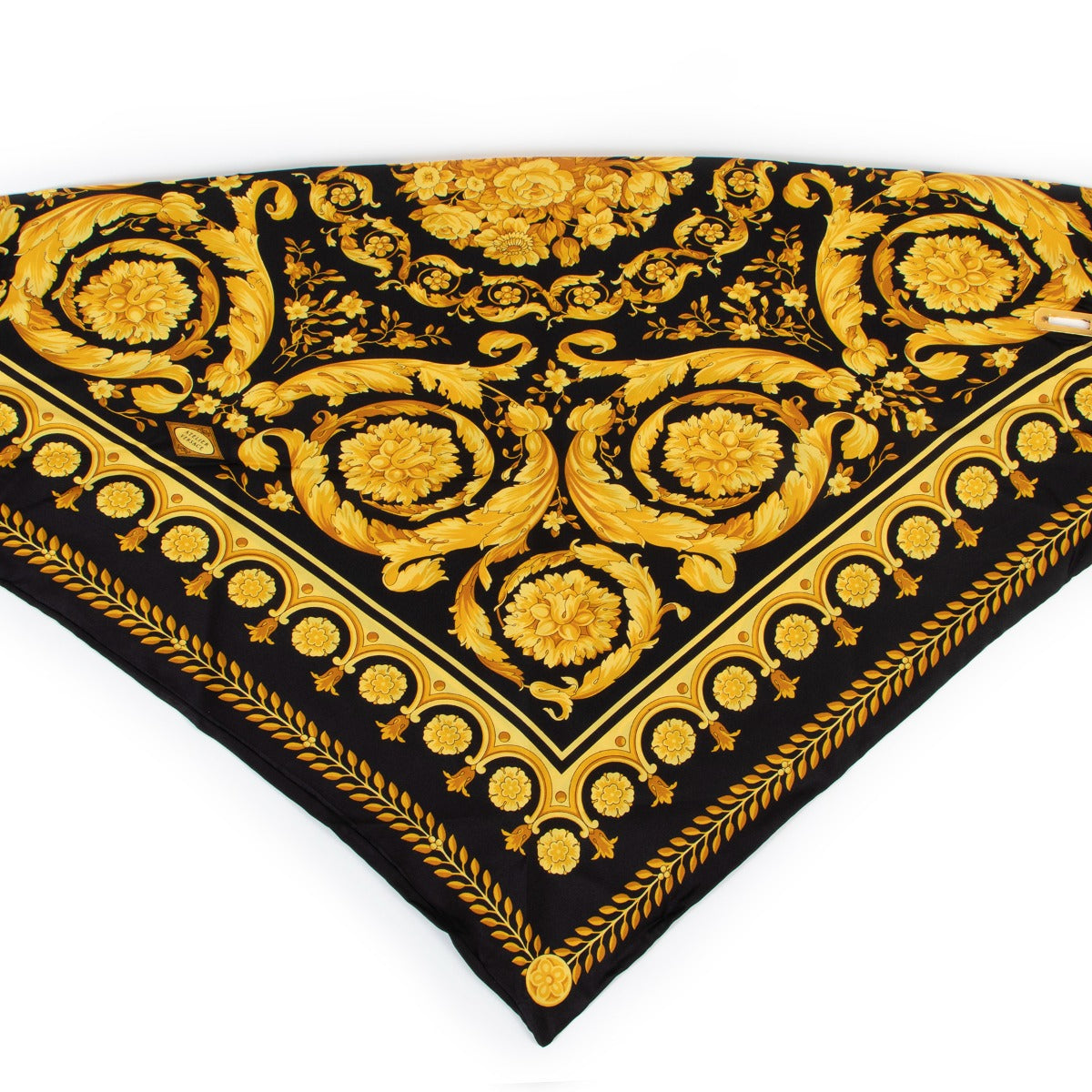 Second hand luxury designer Versace Barocco Print Triangle Silk Scarf at Labellov