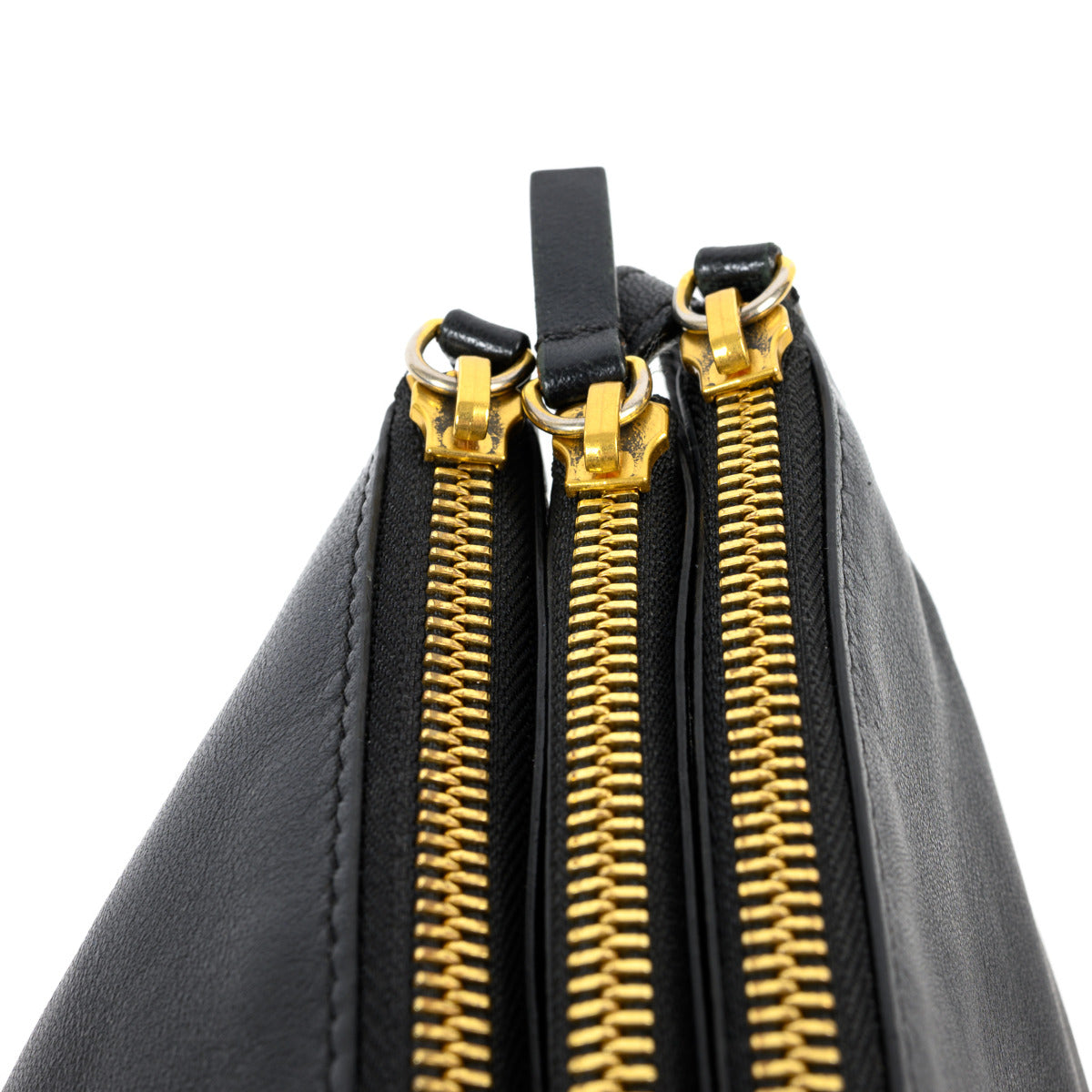 Céline Trio Zwart Lederen Crossbody Tas
