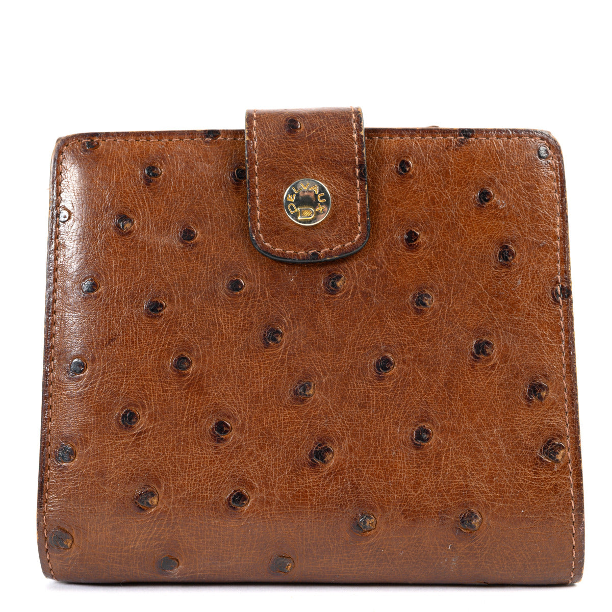 Delvaux Brown Ostrich Wallet