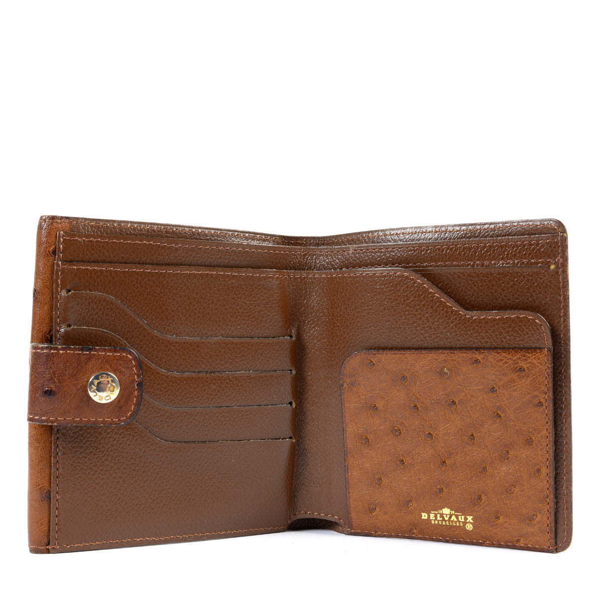 Delvaux Brown Ostrich Wallet