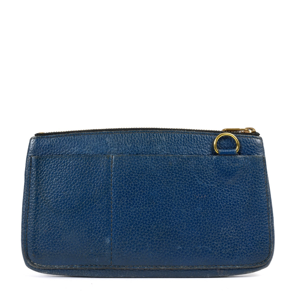 Shop safe online 100% authentic Delvaux Blue Leather Pouch in good preloved condition at Labellov in Antwerp.