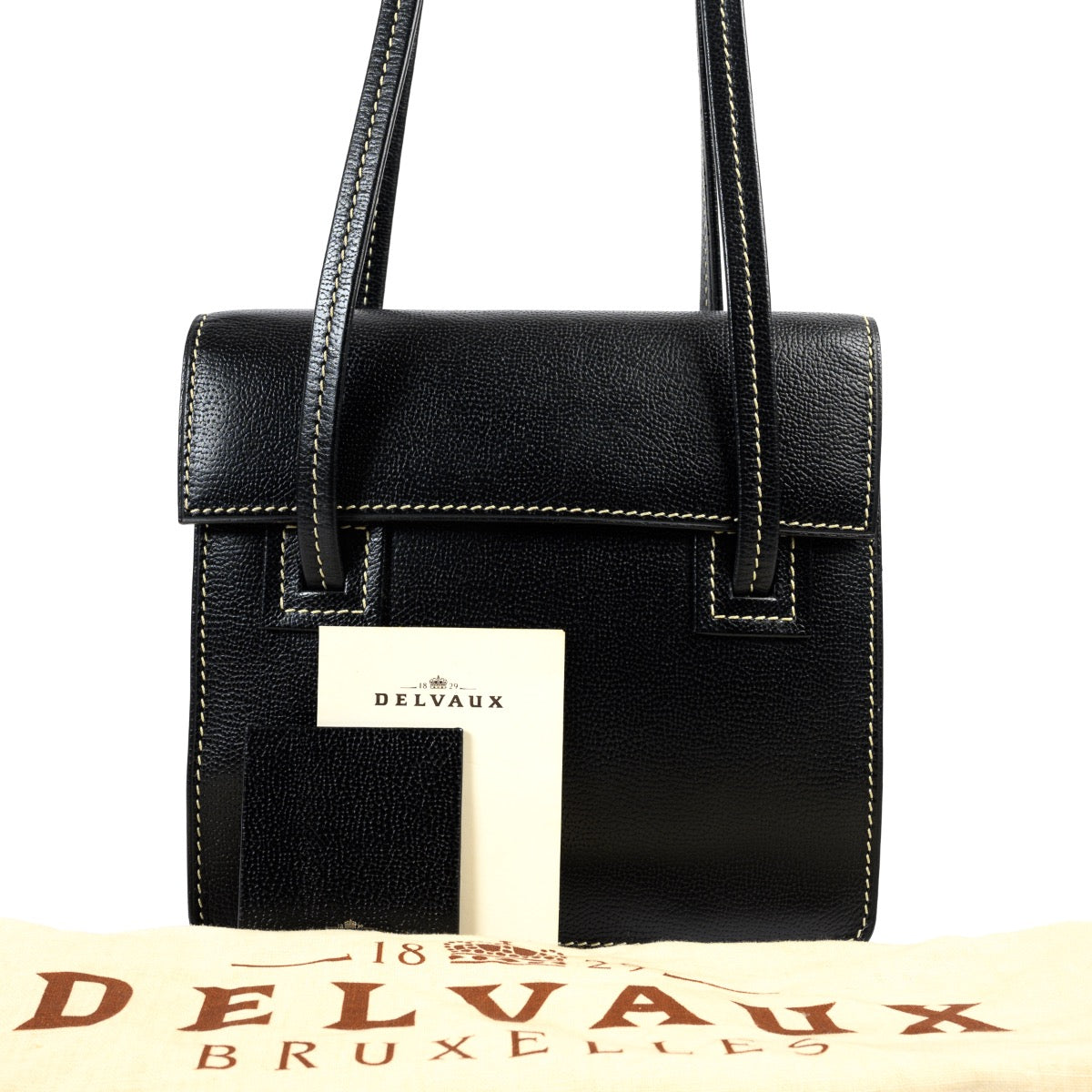 Sac Delvaux Santal PM noir à bandoulière