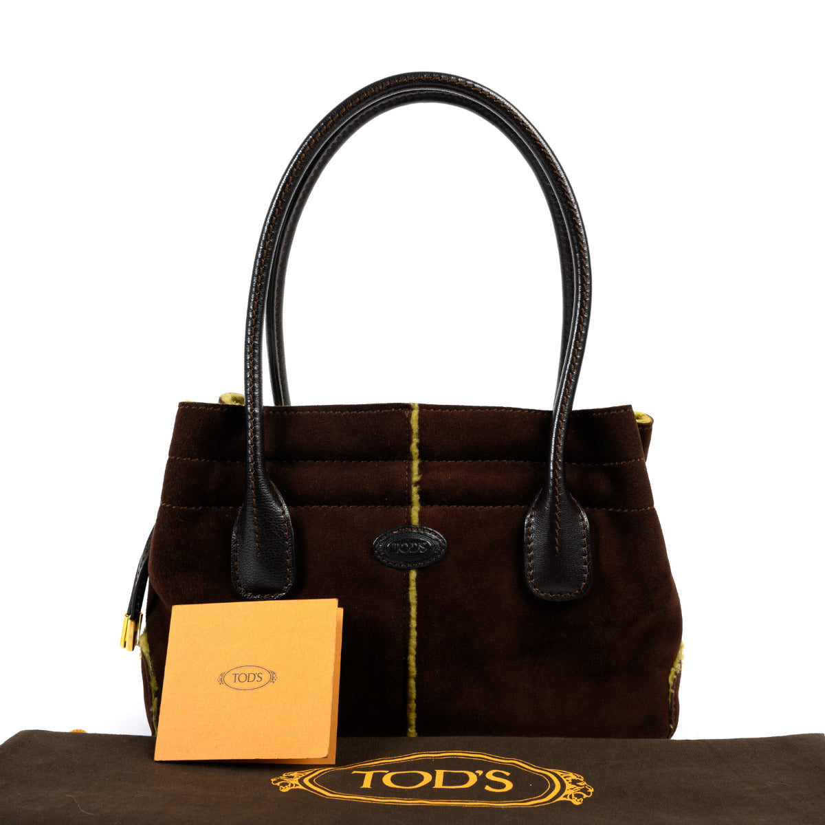 Sac porté main Tods en daim marron foncé