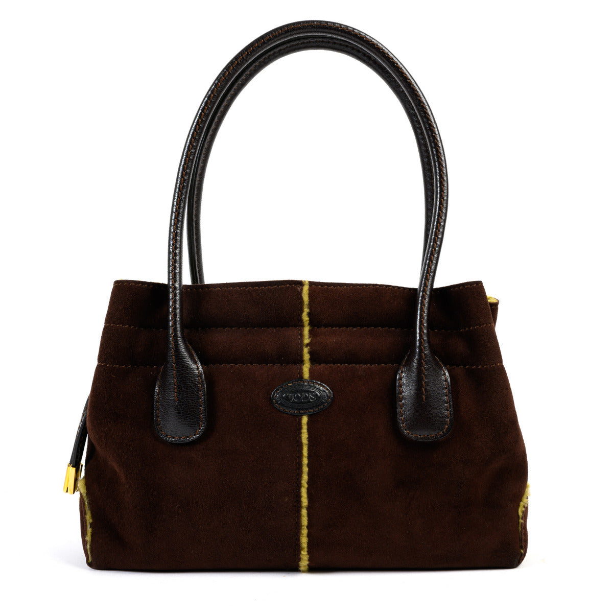 Tods Dark Brown Suede Top Handle