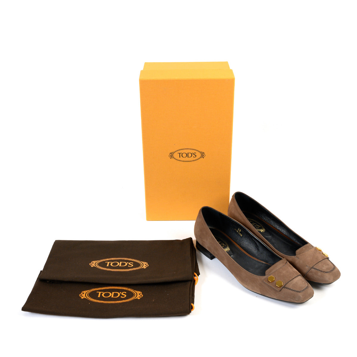 Tods Donkerbruine Suede Ballerina's - Maat 36