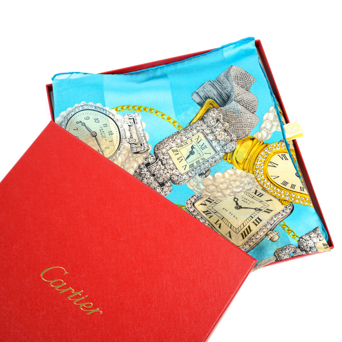 Foulard de montre en mousseline de soie bleue Cartier
