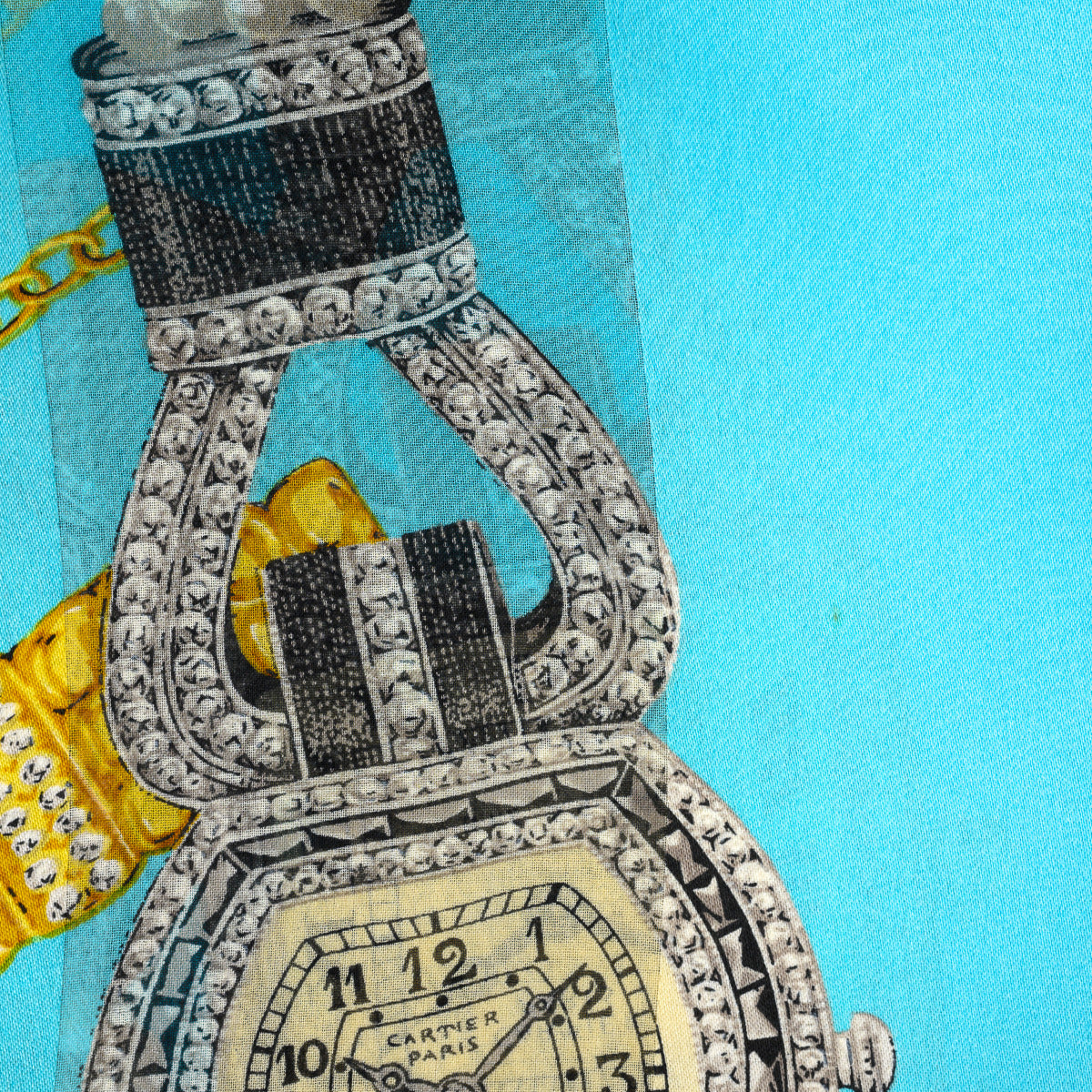 Foulard de montre en mousseline de soie bleue Cartier