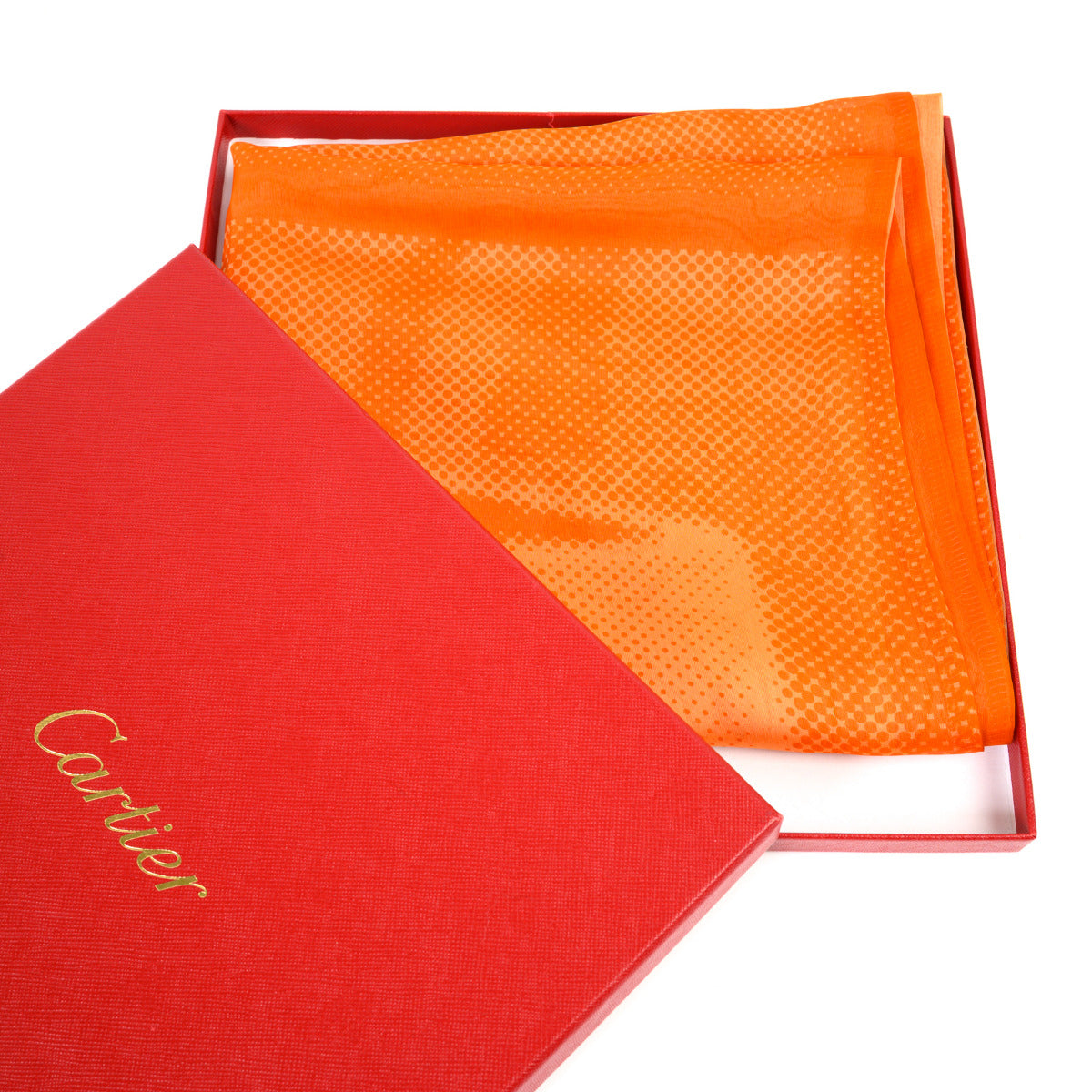 Foulard en soie orange Cartier