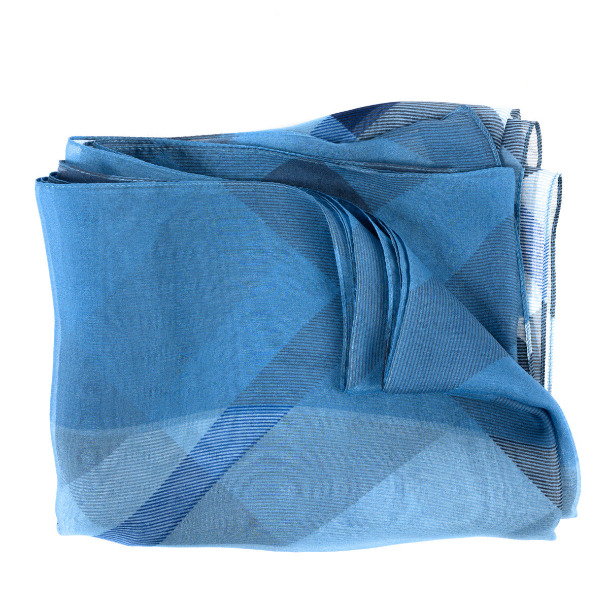 Burberry Blue Checked Silk Scarf for the best price at Labellov secondhand luxury in Antwerp