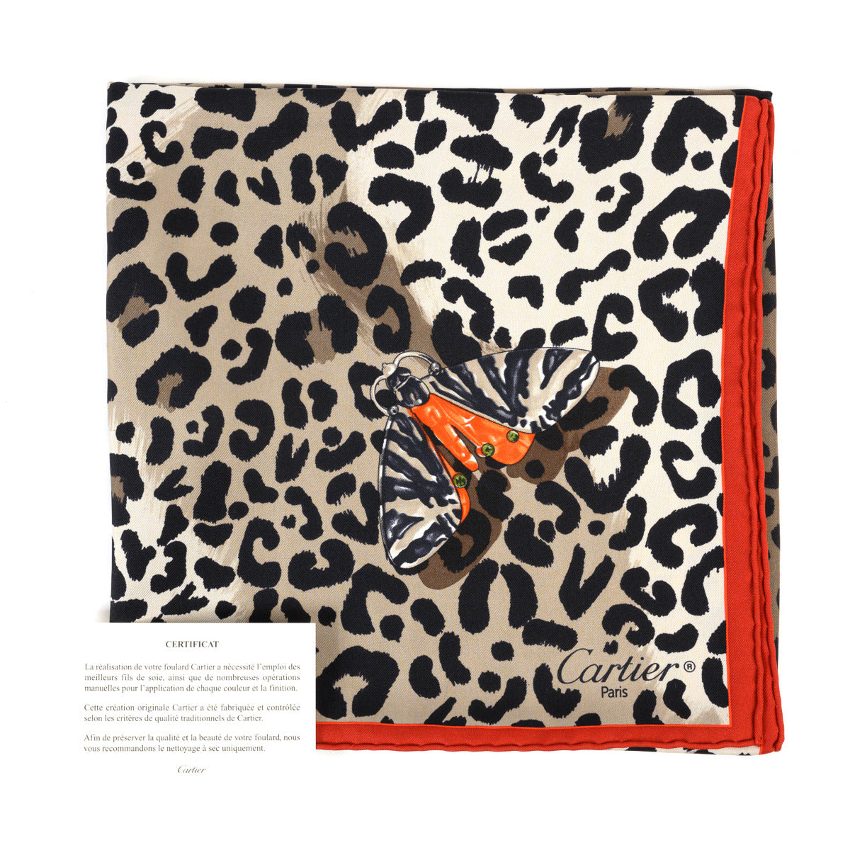 Écharpe papillon imprimé léopard Cartier