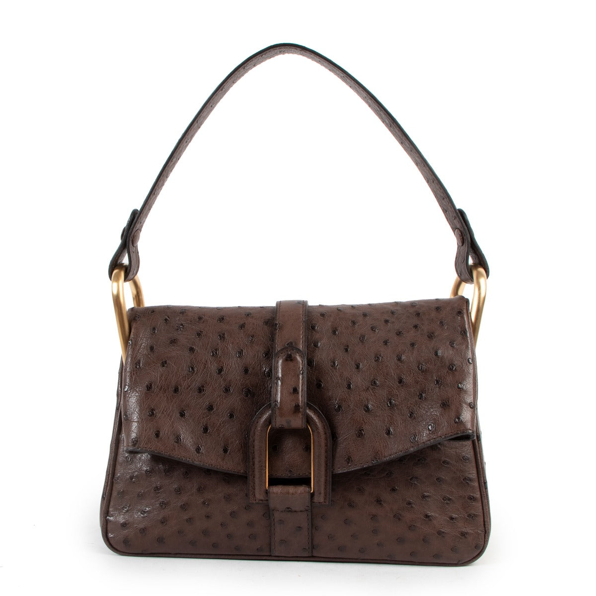 Delvaux Givry PM Ostrich Palissandre Shoulder Bag