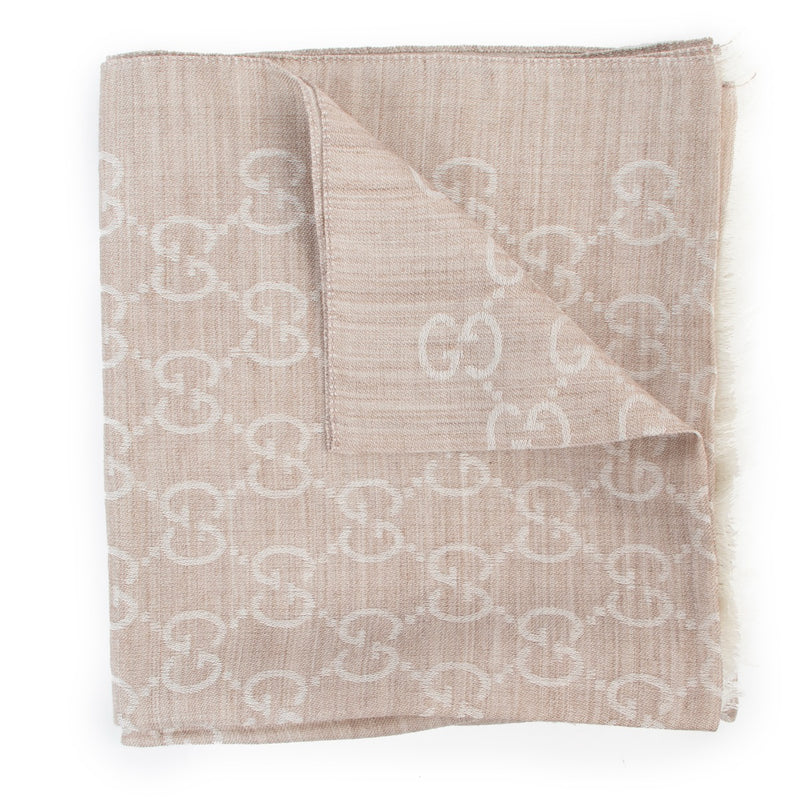 Shop authentic second hand luxury designer Gucci GG Jacquard Wool Silk Scarf at Labellov
