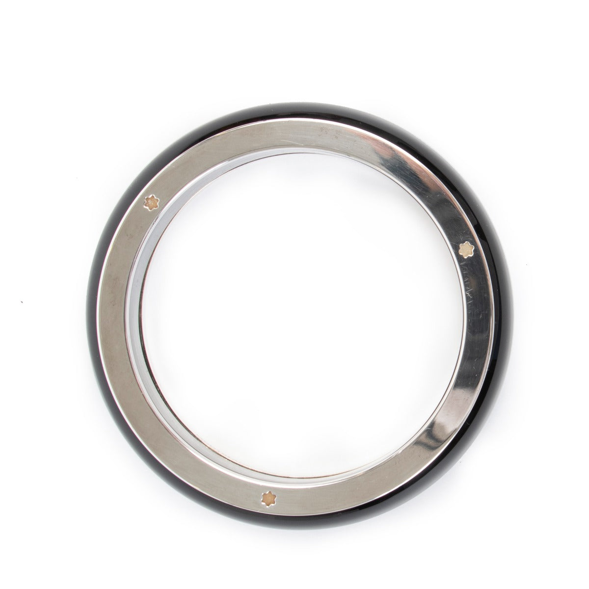 Montblanc Les Aimants by Charlotte Casiraghi Black Resin Sterling Silver Bangle Bracelet - Size 64