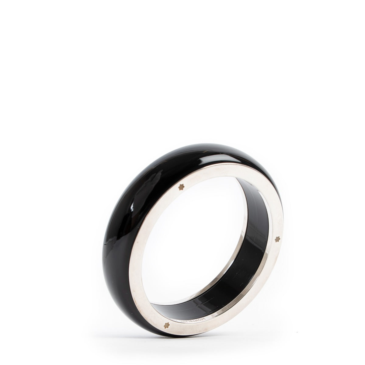 Montblanc Les Aimants by Charlotte Casiraghi Black Resin Sterling Silver Bangle Bracelet - Size 64