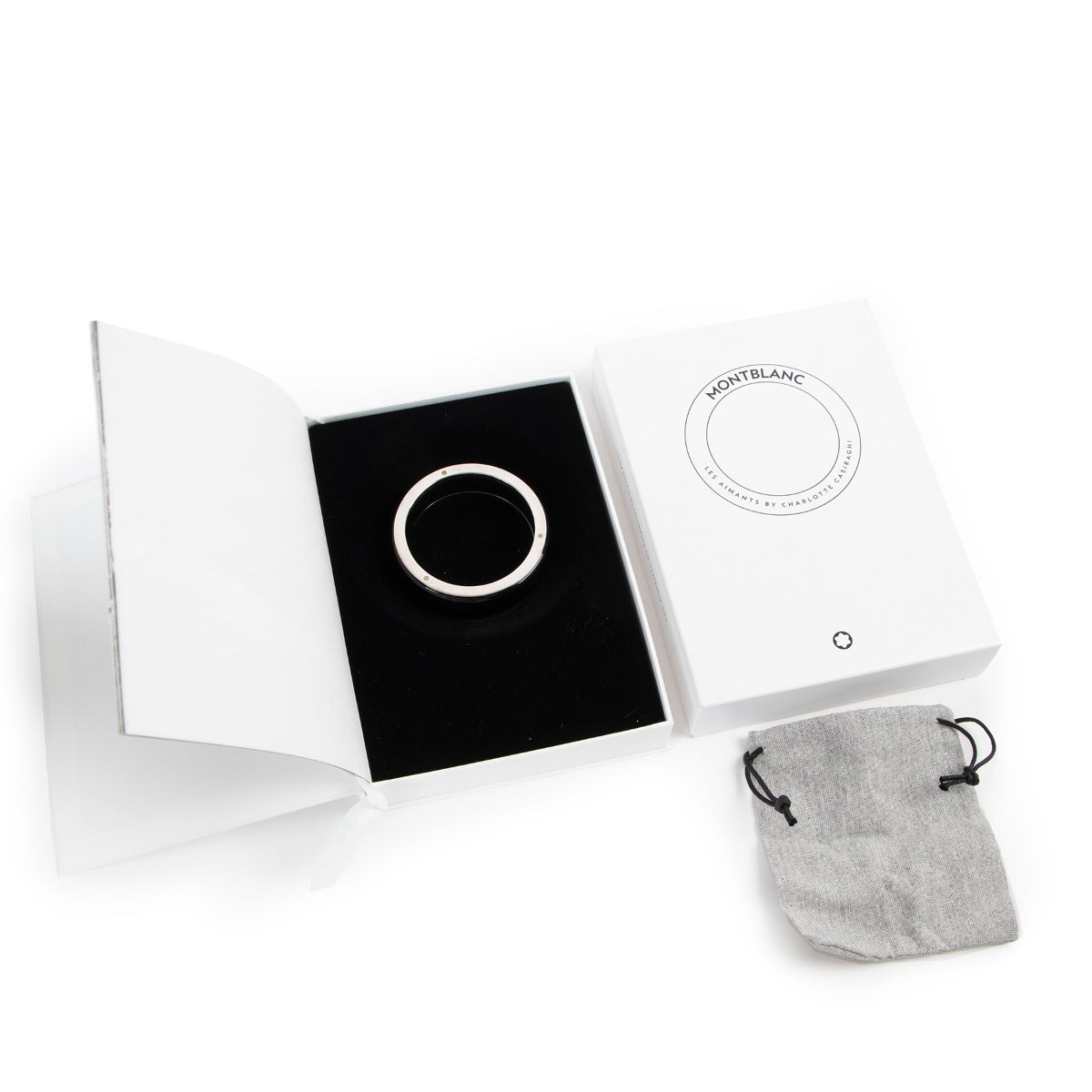 Montblanc Les Aimants by Charlotte Casiraghi Black Resin Sterling Silver Bangle Bracelet - Size 64