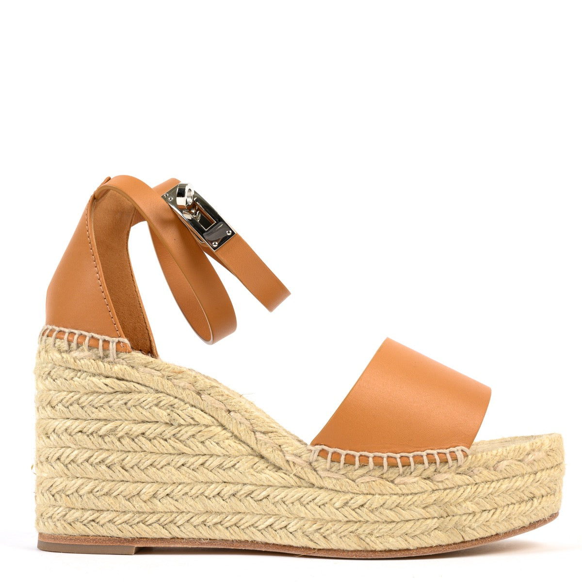 Shop safe online at Labellov in Antwerp this 100% authentic Hermès Brown Wedge Heel Sandals - Size 38