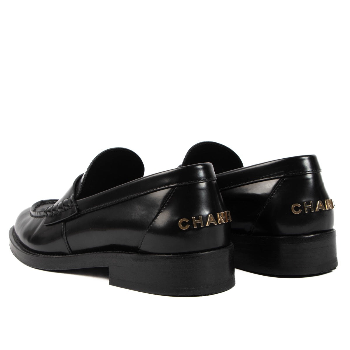 shop 100% authentic second hand Chanel Black Logo Loafers - Size 37 on Labellov.com