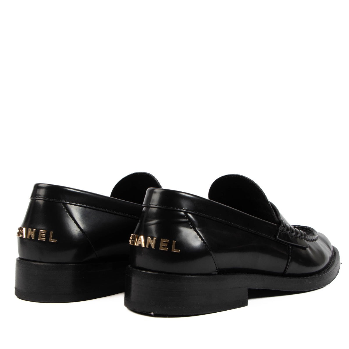 shop 100% authentic second hand Chanel Black Logo Loafers - Size 37 on Labellov.com