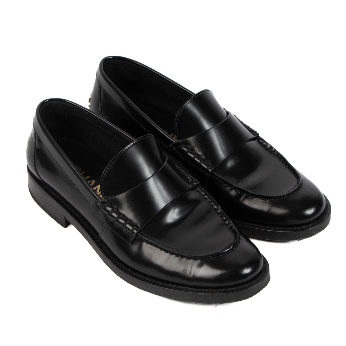 shop 100% authentic second hand Chanel Black Logo Loafers - Size 37 on Labellov.com