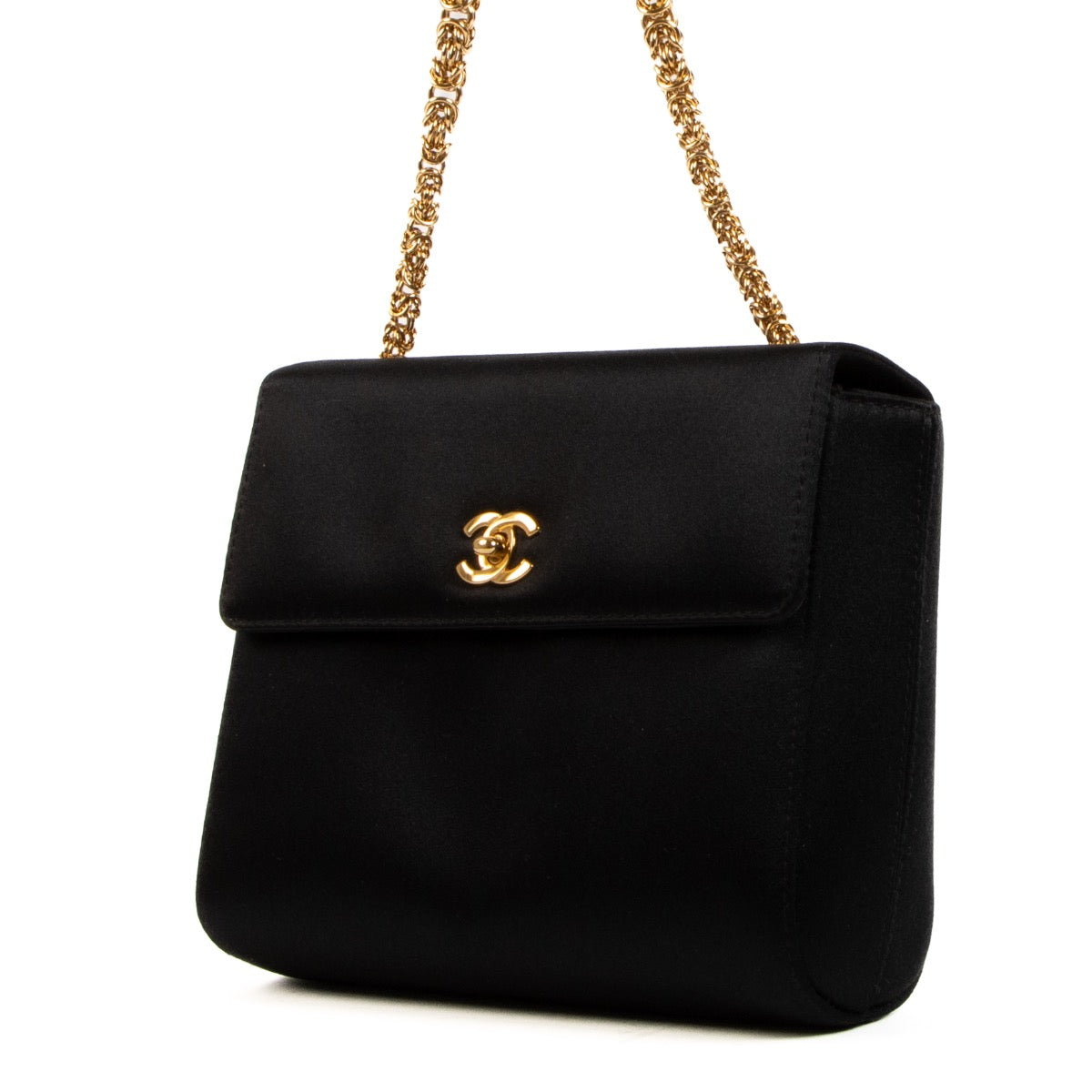 shop 100% authentic second hand Chanel Black Satin Bijoux Chain Clutch Bag on Labellov.com