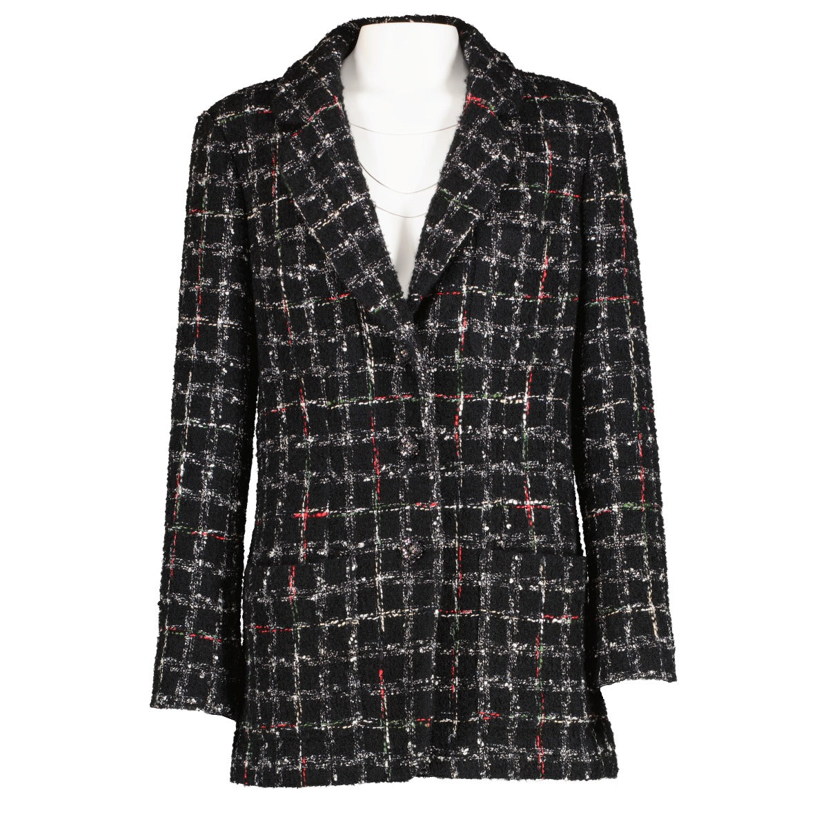 Chanel 22K Black Check Tweed Jacket
