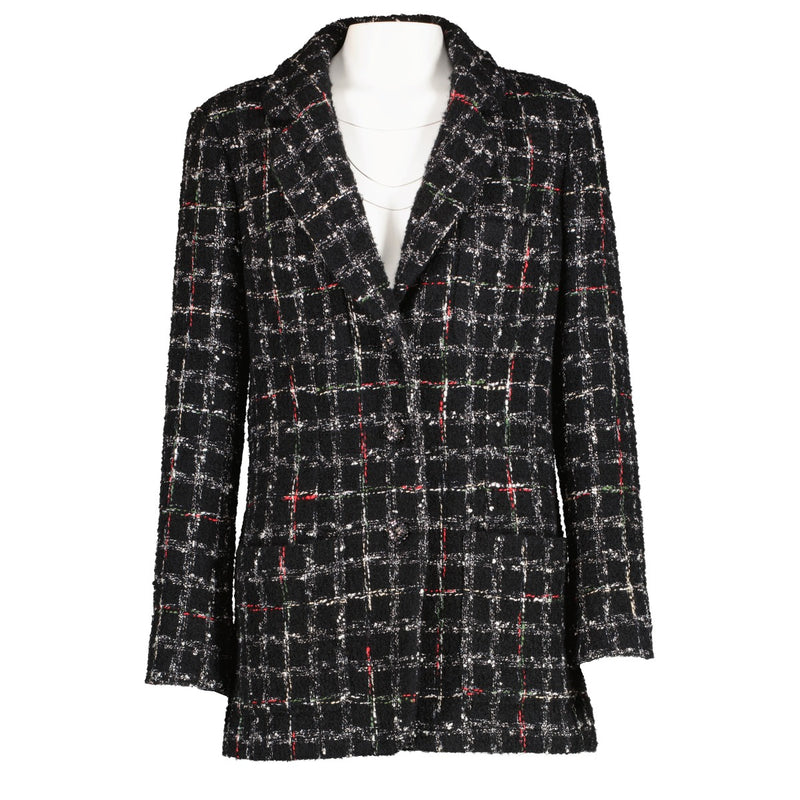 Chanel 22K Black Check Tweed Jacket