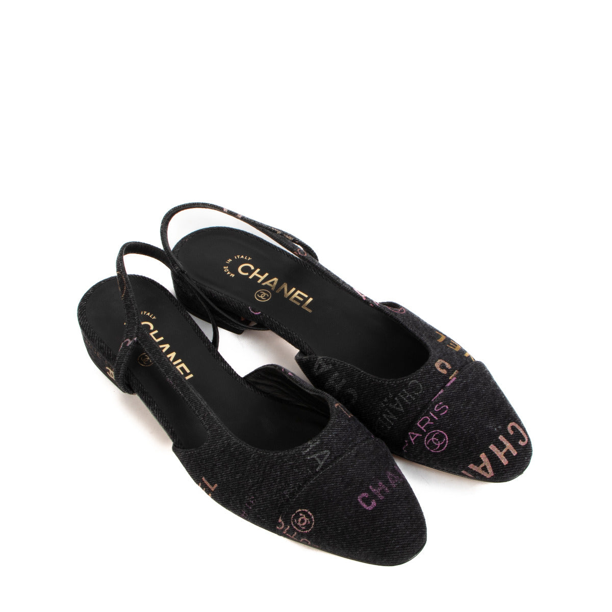 Slingbacks en jean avec logo Chanel - Taille 38