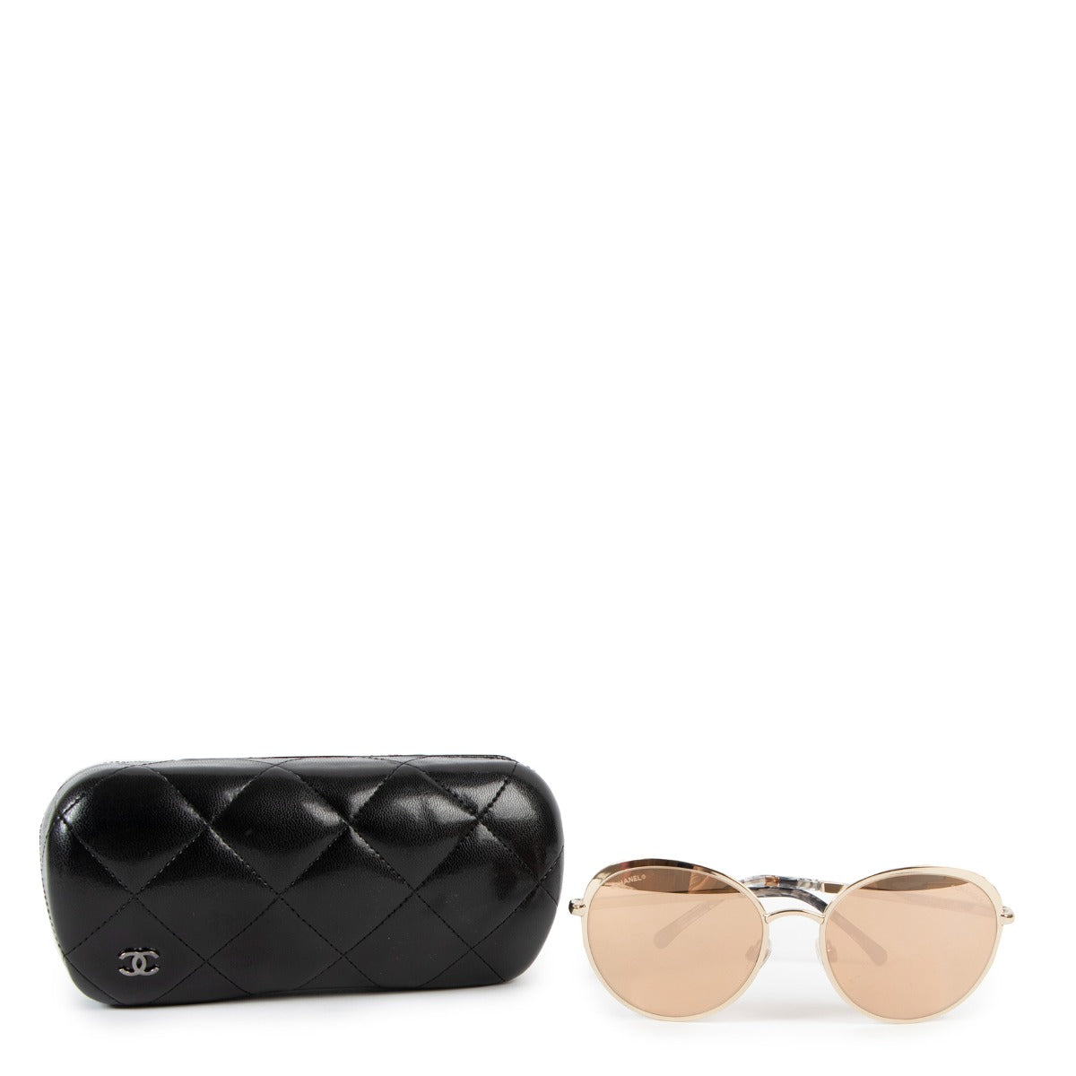 Authentic second hand Chanel Gold Metal Round CC Logo Sunglasses 4206 at Labellov.com