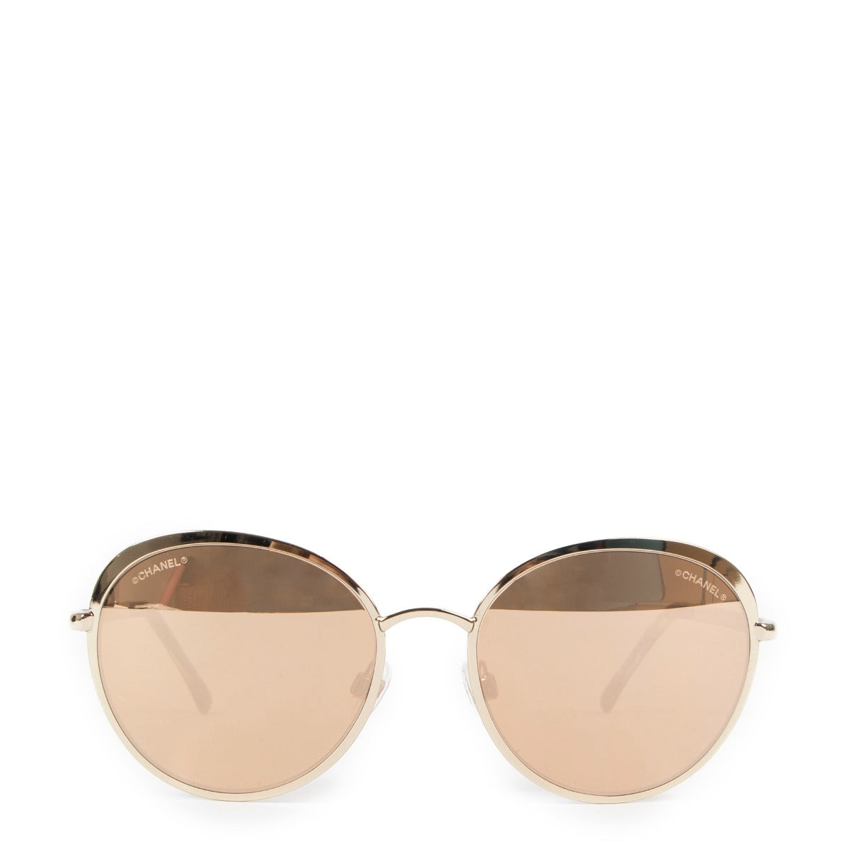 Authentic second hand Chanel Gold Metal Round CC Logo Sunglasses 4206 at Labellov.com