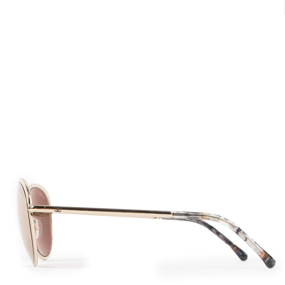 Authentic second hand Chanel Gold Metal Round CC Logo Sunglasses 4206 at Labellov.com