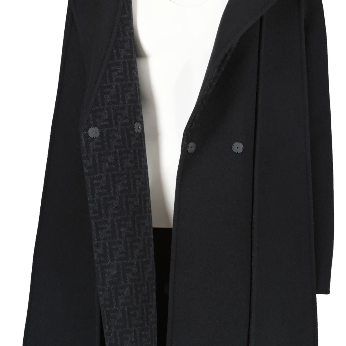 Fendi FF8835A5HDF1FL8 Autumn/Winter 2021 Black Wool Coat With Belt