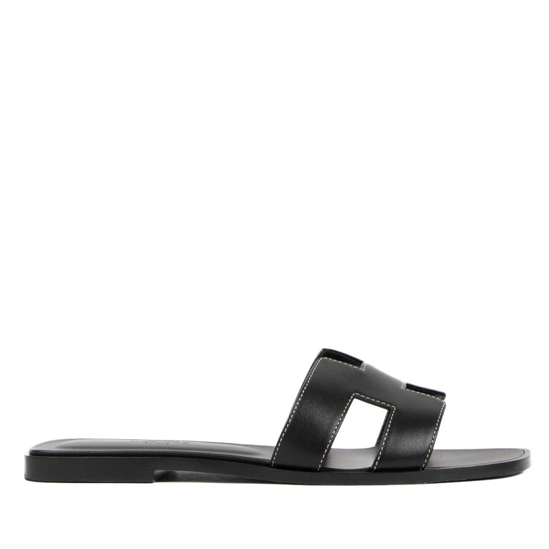 shop 100% authentic second hand Hermès Black Oran Sandals - Size 38 on Labellov.com
